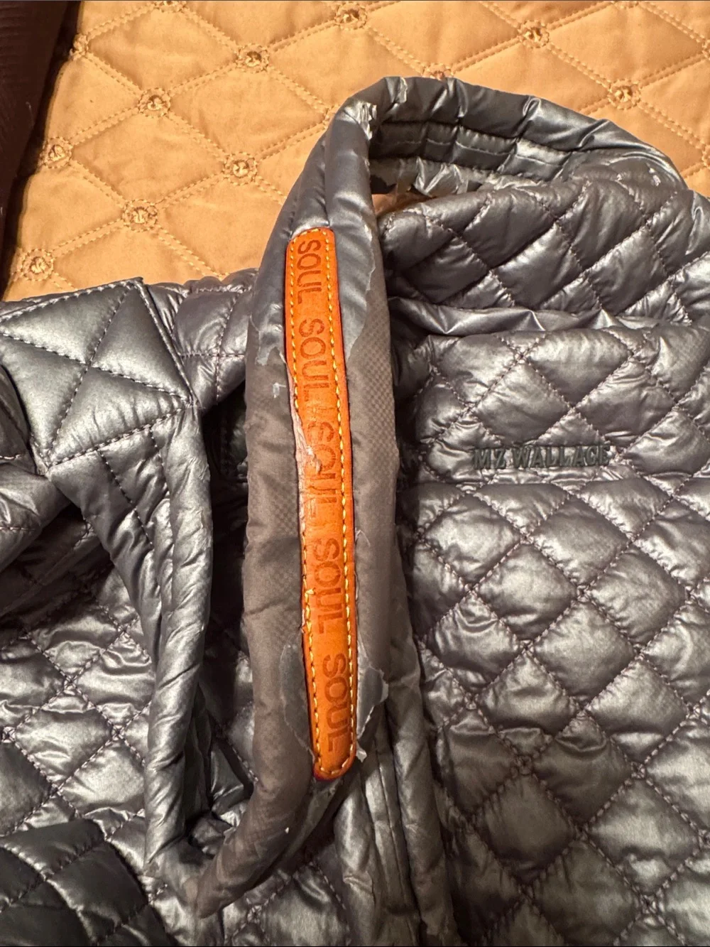 MZ Wallace Quilted Metallic Gray Tote